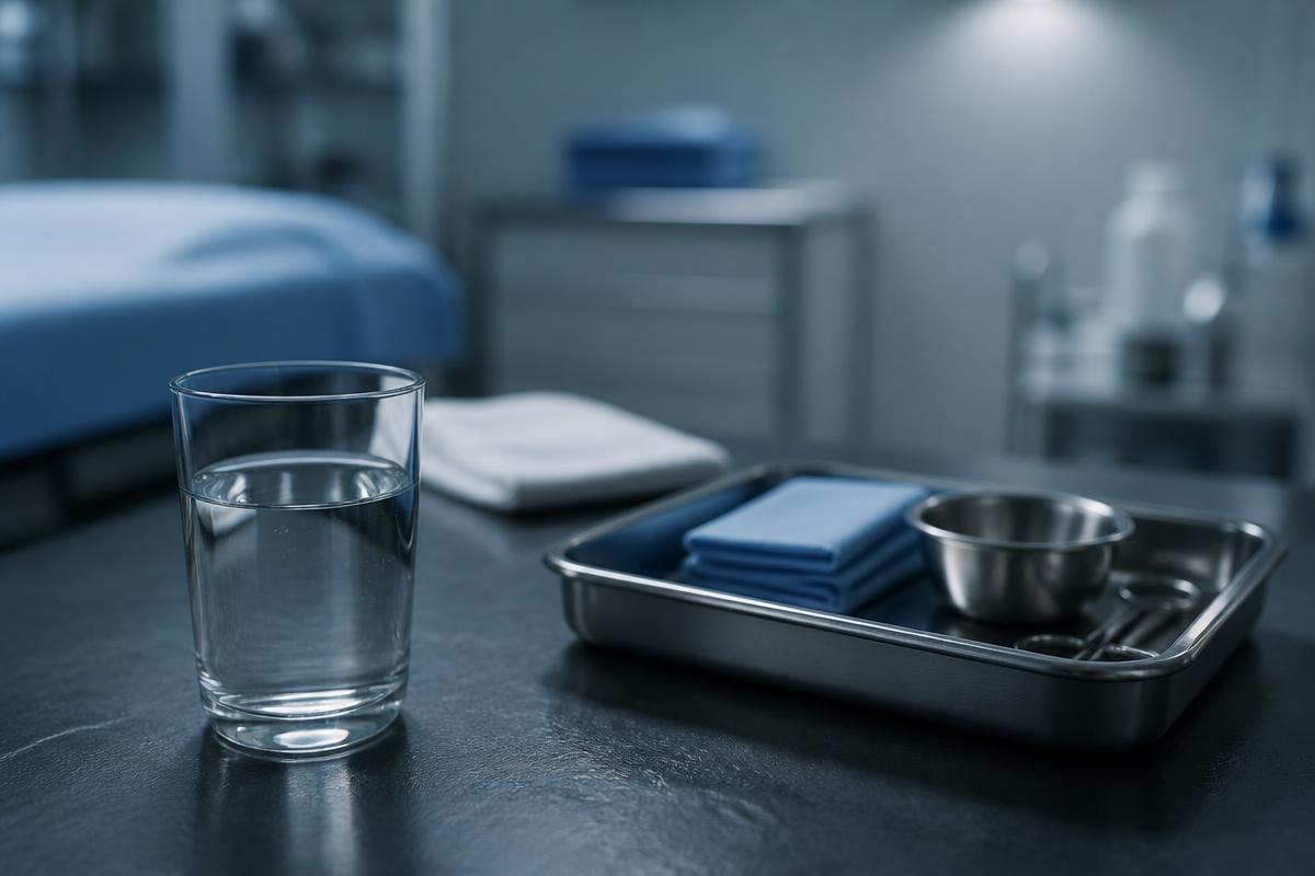 Sala hospitalar preparada para o exame de colonoscopia